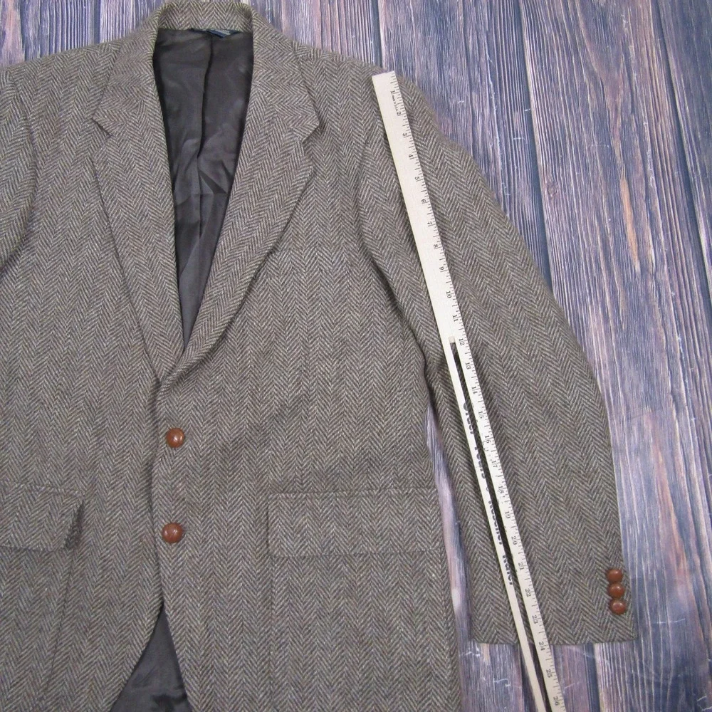 WFF By Farah‎ Sport Coat Mens 42R Brown Wool Herringbone Tweed Blazer Jacket
